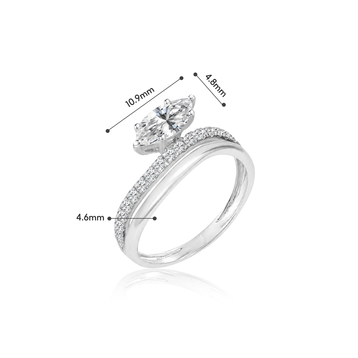 TDG 10K White Gold Lab Grown Marquise Diamond Illusion Ring