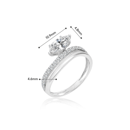 TDG 10K White Gold Lab Grown Marquise Diamond Illusion Ring