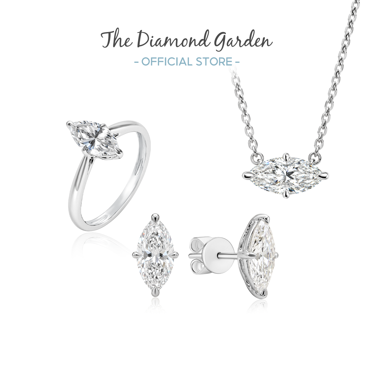 TDG 10K Gold Lab Grown Diamond Marquise Solitaire Earrings – 1.0TCW±