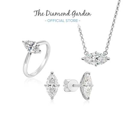 TDG 10K Gold Lab Grown Diamond Marquise Solitaire Necklace – 0.8CT±