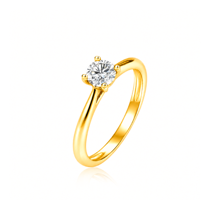TDG 10K Gold Lab Grown Diamond Classic Solitaire Ring - 0.5CT±
