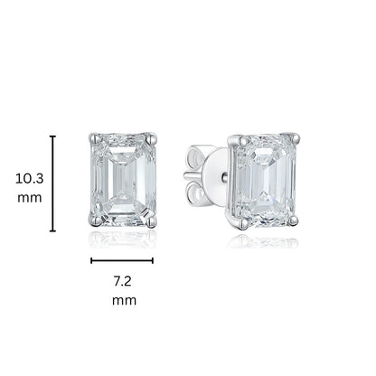 10K Gold Emerald Cut Lab Grown Diamond Stub Earrings with IGI Certificate