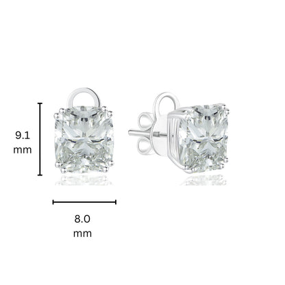 10K Gold Cushion Cut Lab Grown Diamond Stub Earrings with IGI Certificate