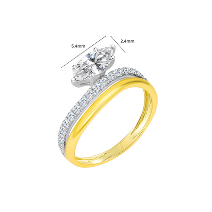 TDG 10K Gold Lab-Grown Marquise Diamond Twin Band Ring