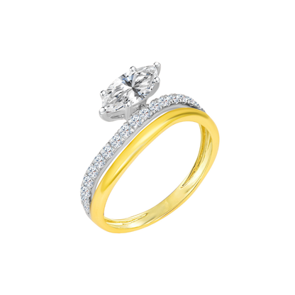 TDG 10K Gold Lab-Grown Marquise Diamond Twin Band Ring