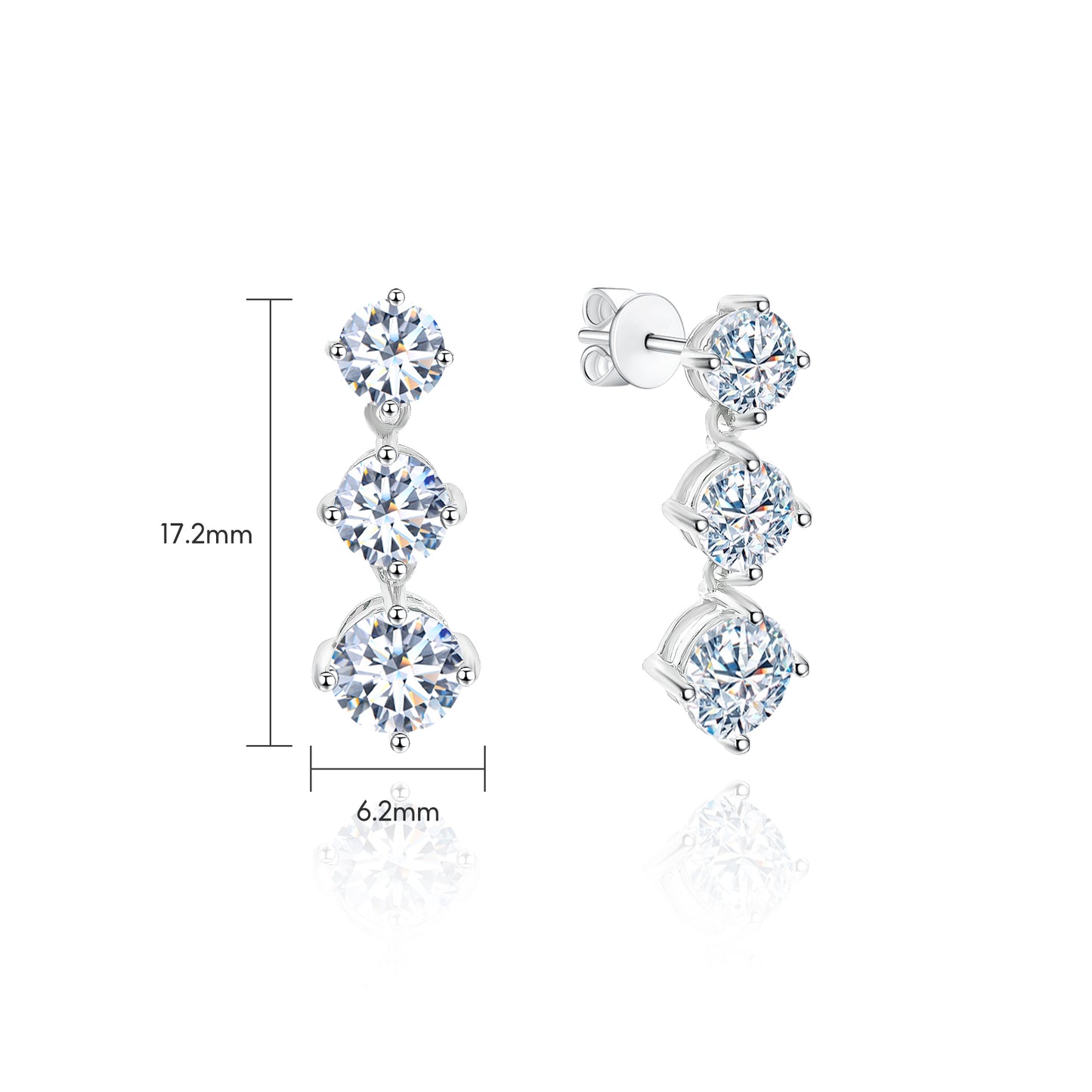 10K Gold Drop-Design Lab Grown Round Diamond Stud Earrings