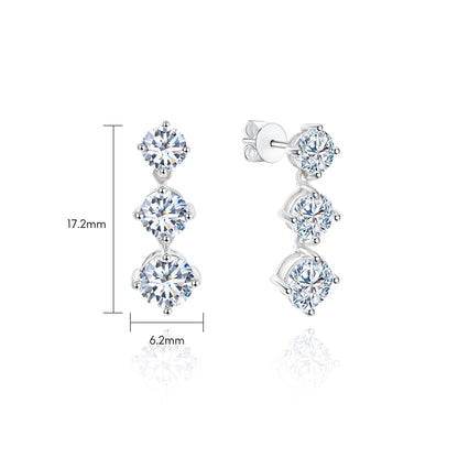 10K Gold Drop-Design Lab Grown Round Diamond Stud Earrings