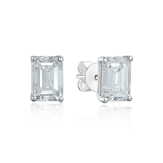 TDG 10K Gold Emerald Cut Lab Grown Diamond Stub Earrings