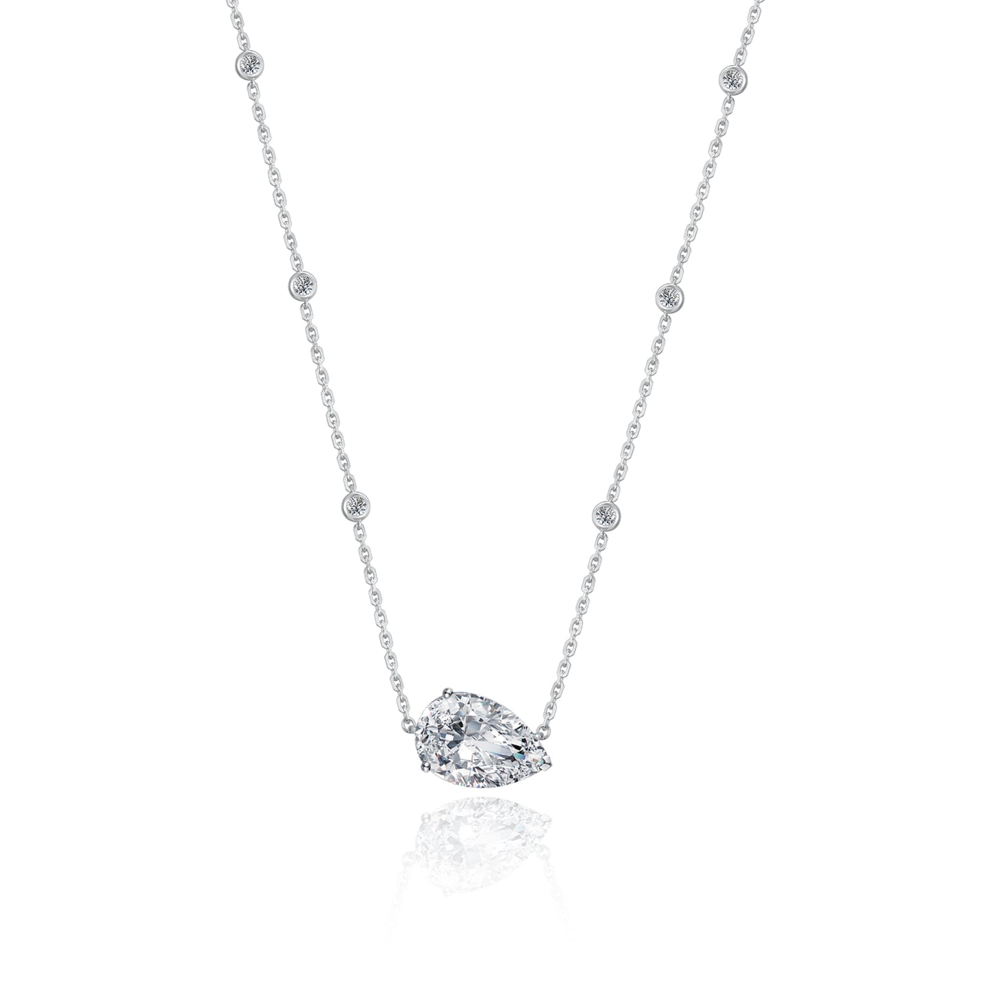 10K Gold Pear Shaped Lab Grown Diamond Necklace with IGI Certificate