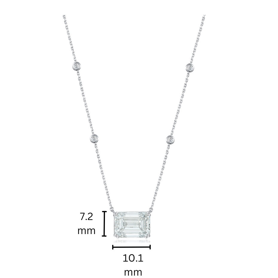 10K Gold Emerald Cut Lab Grown Diamond Necklace with IGI Certificate