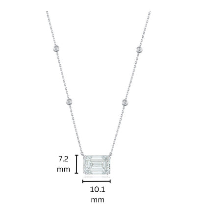 10K Gold Emerald Cut Lab Grown Diamond Necklace with IGI Certificate