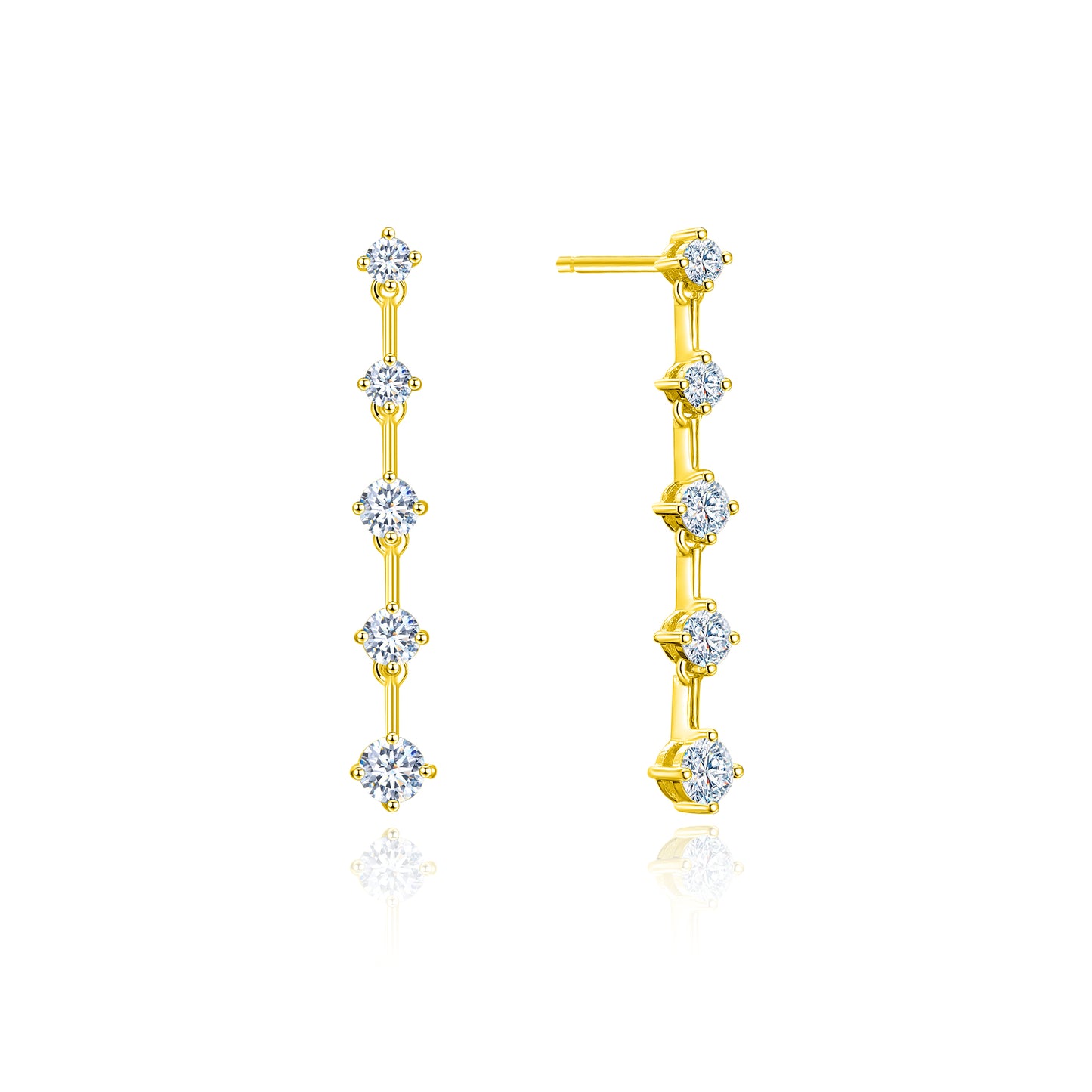 10K Gold Drop-Design Lab Grown Round Diamond Stud Earrings