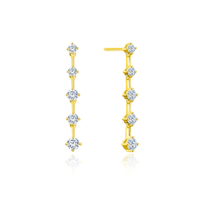 10K Gold Drop-Design Lab Grown Round Diamond Stud Earrings