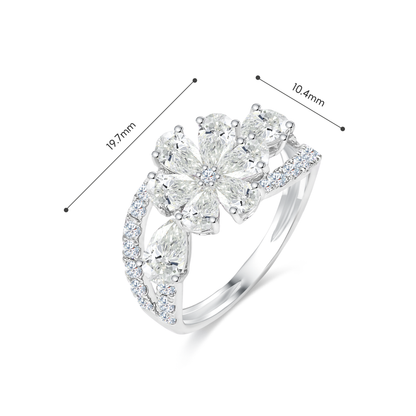 TDG 10K Gold Flower Shaped Lab Grown Diamond Ring