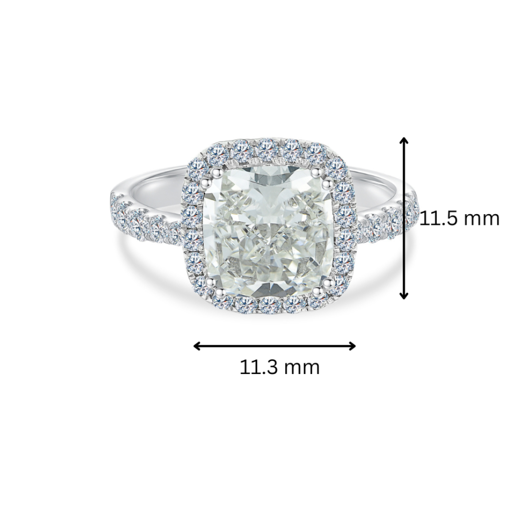 10K Gold Square Cushion Cut Lab Grown Diamond Halo Paved Ring with IGI Certificate