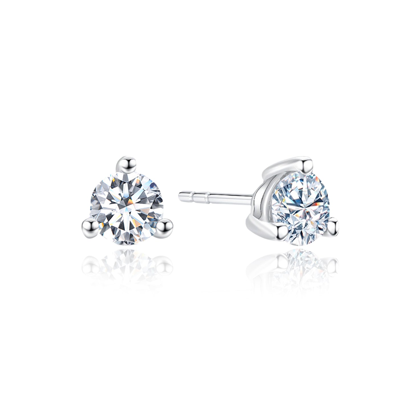 10K Gold Lab Grown Round Diamond Stud Earrings