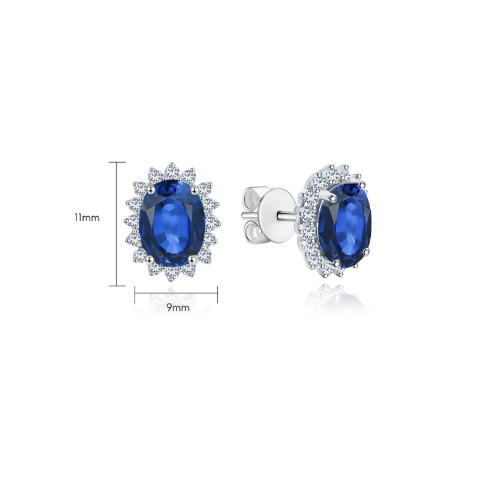 10K Gold Lab Grown Blue Sapphire Stud Earrings