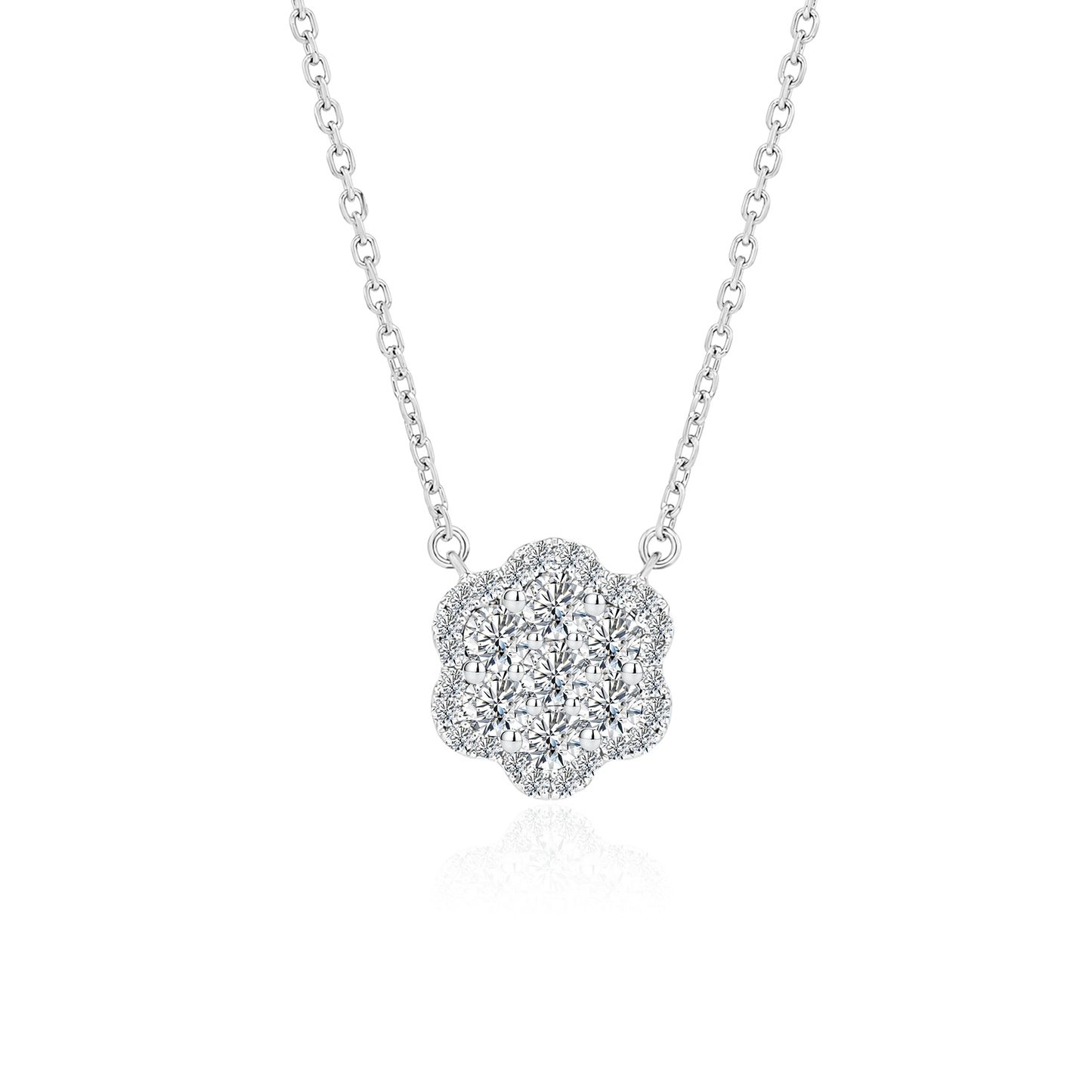 TDG 10K White Gold Lab Grown Diamond Bloom Necklace – 0.7TCW±