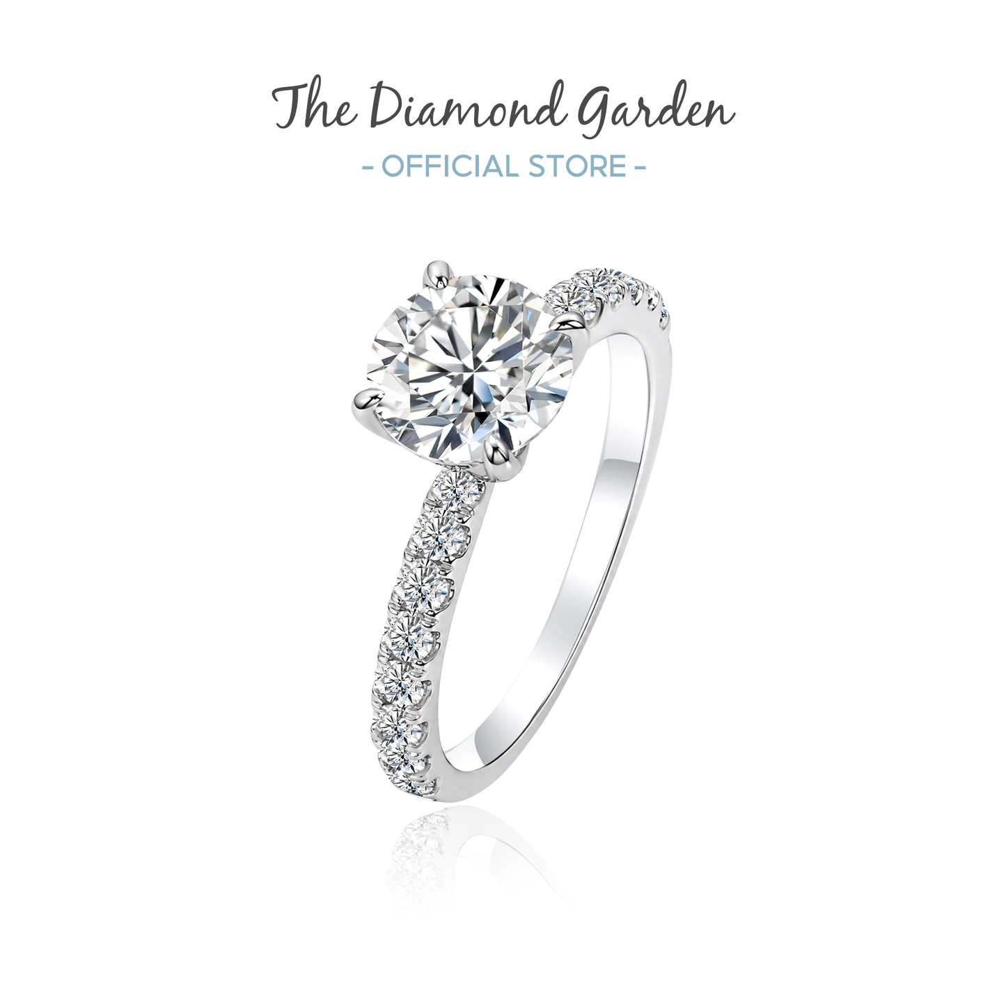 TDG 10K Gold Lab Grown Diamond Classic Solitaire Ring with Pavé Band – 1.8TCW±
