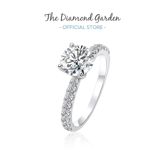TDG 10K Gold Lab Grown Diamond Classic Solitaire Ring with Pavé Band – 1.8TCW±