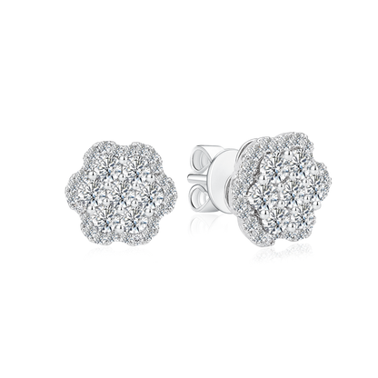 TDG 10K White Gold Lab Grown Diamond Bloom Earrings – 1.5TCW±