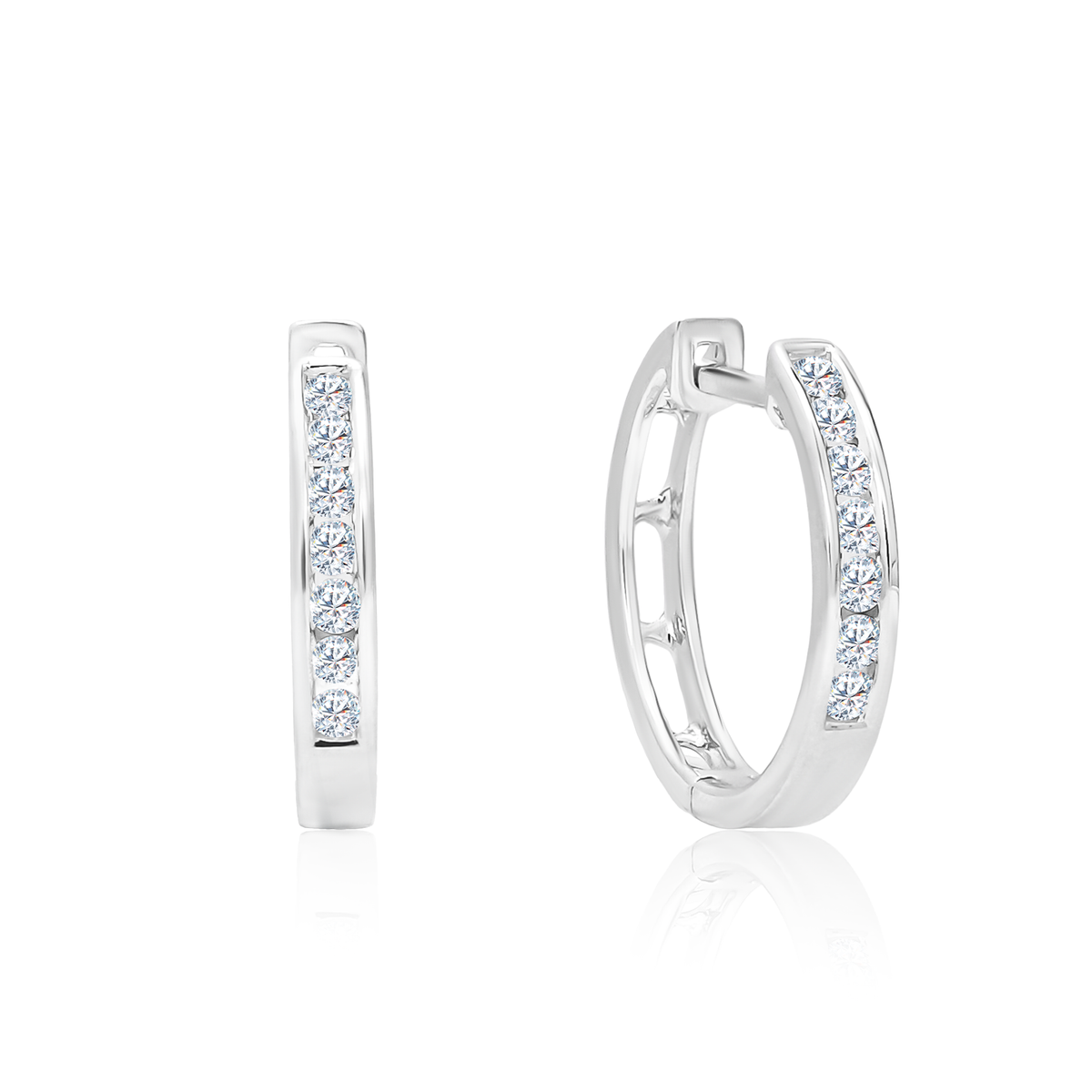 TDG 10K White Gold Lab Grown Diamond Hoop Earrings – 0.2TCW±