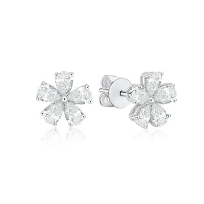 TDG 10K Gold Lab Grown Diamond Flower Earrings – 1.4TCW±