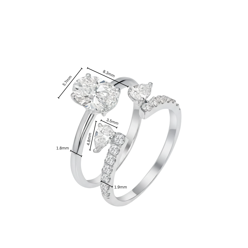 TDG 10K Gold Oval & Pear Twin Diamond Ring