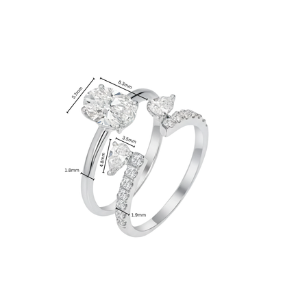 TDG 10K Gold Oval & Pear Twin Diamond Ring