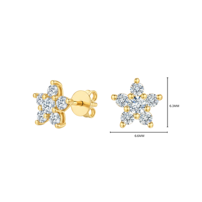10K Gold Star-Shaped Cascade Lab Grown Diamond Stud Earrings