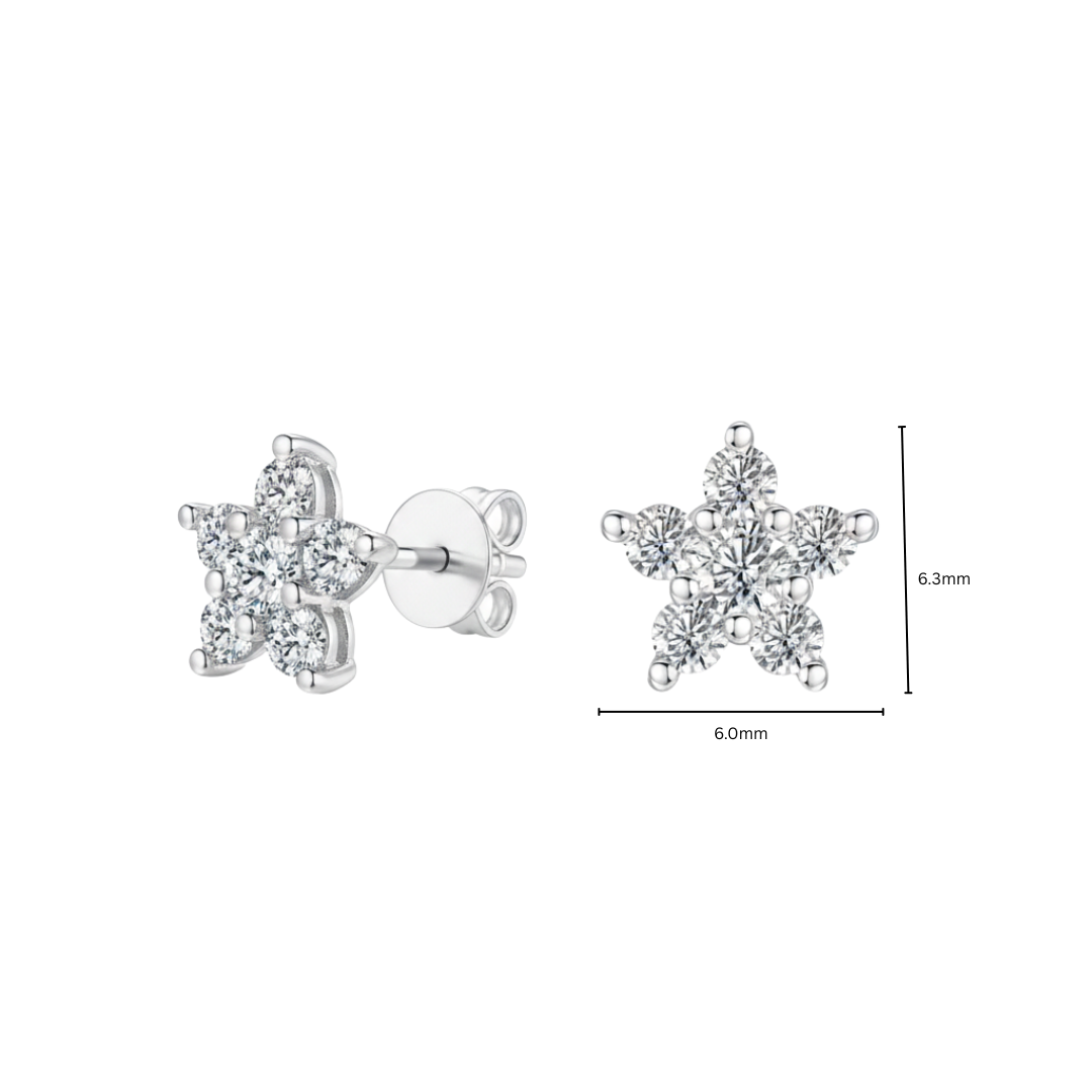10K Gold Star-Shaped Cascade Lab Grown Diamond Stud Earrings