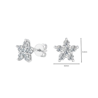 10K Gold Star-Shaped Cascade Lab Grown Diamond Stud Earrings