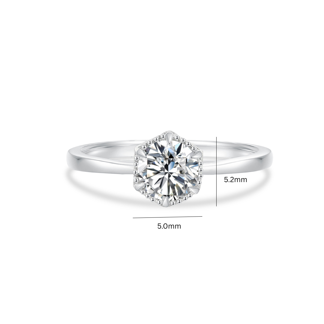 10K Gold Round Brilliant Lab Grown Diamond 6 Prong Ring