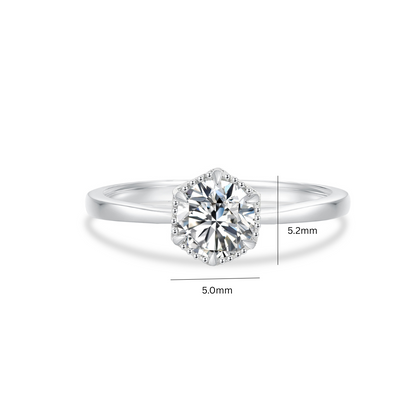 10K Gold Round Brilliant Lab Grown Diamond 6 Prong Ring