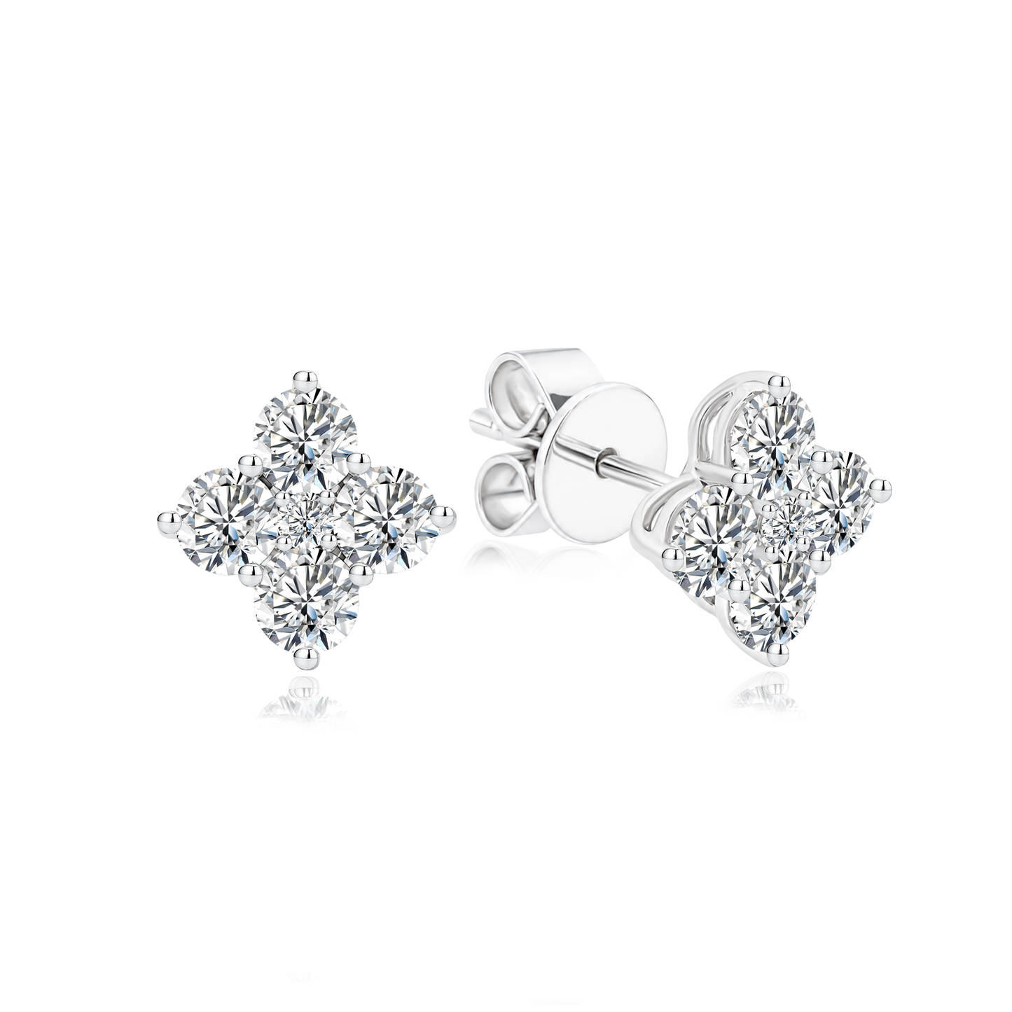 TDG 10K Gold Lab Grown Diamond Quartet Ear Studs