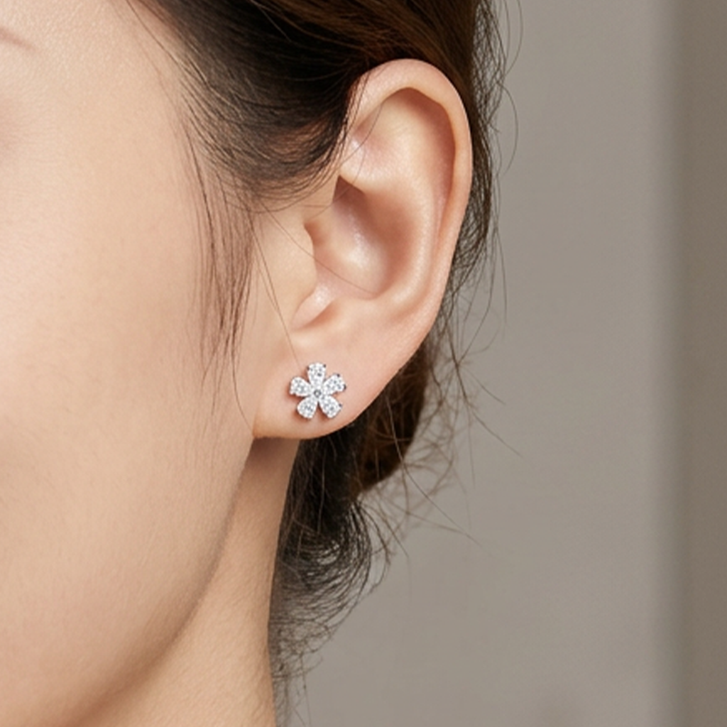 TDG 10K Gold Lab Grown Diamond Flower Earrings – 1.1TCW±