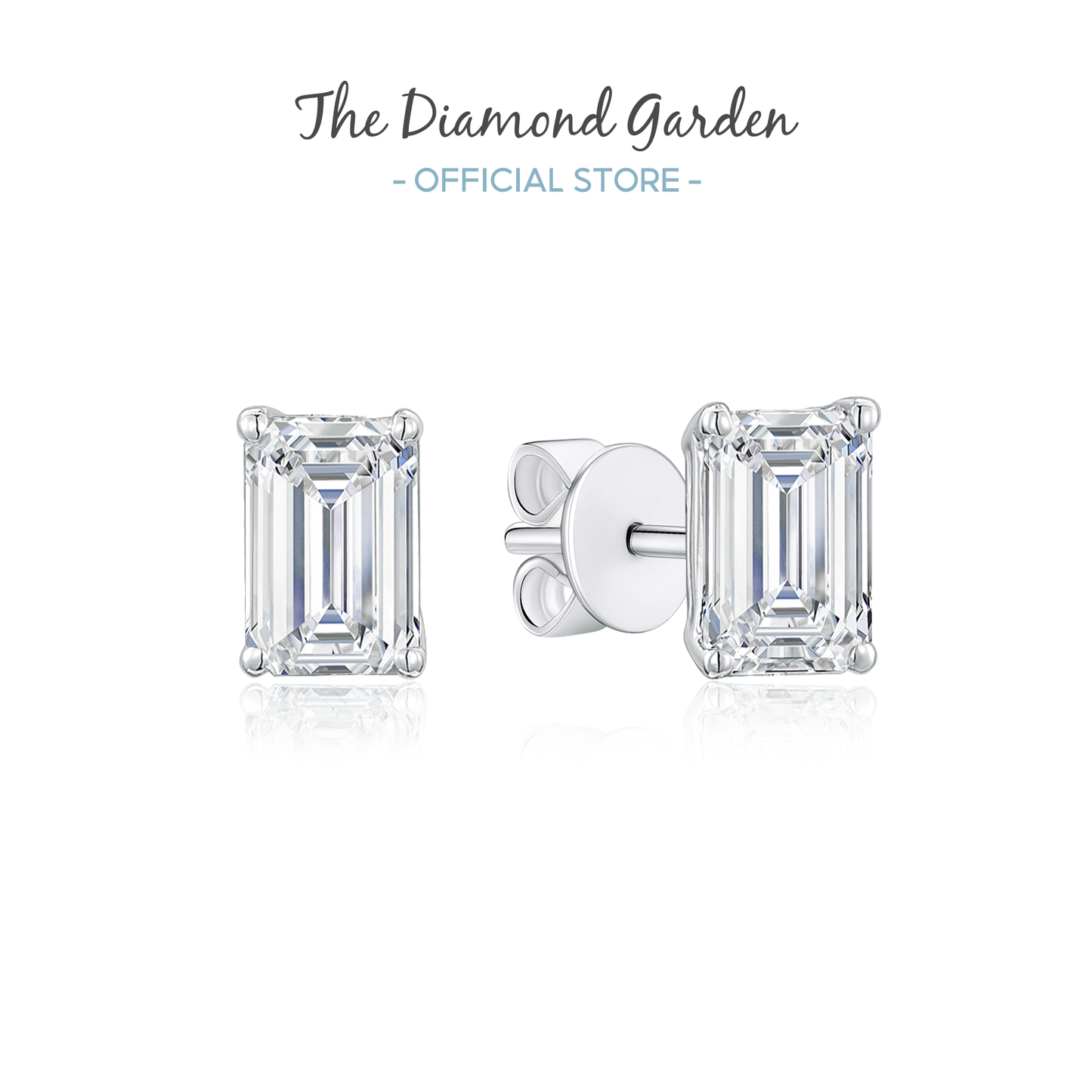 TDG 10K Gold Lab Grown Diamond Emerald Cut Stud Earrings – 0.9TCW±