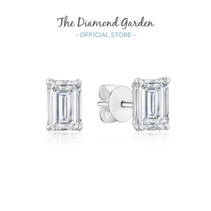 TDG 10K Gold Lab Grown Diamond Emerald Cut Stud Earrings – 0.9TCW±