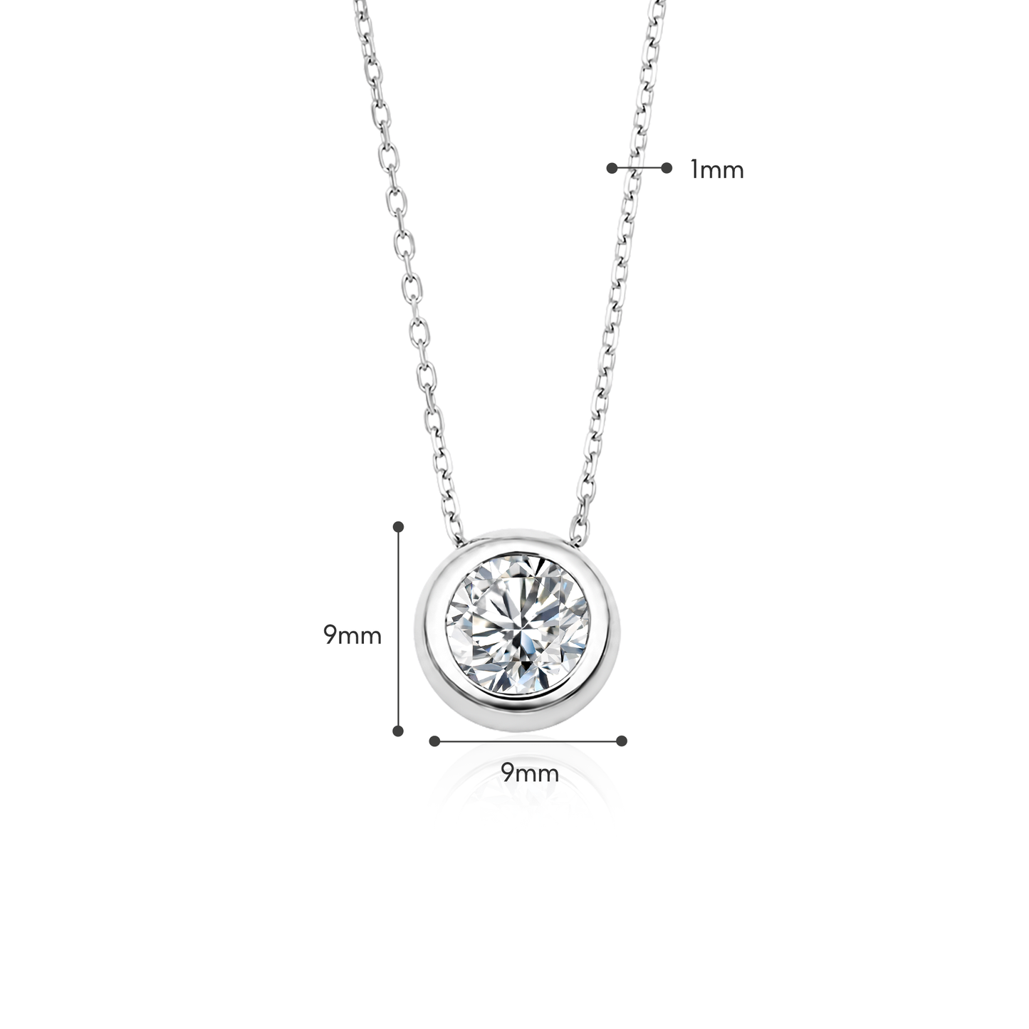 TDG 10K Gold Lab Grown Diamond Bezel Solitaire Necklace – 1CT±