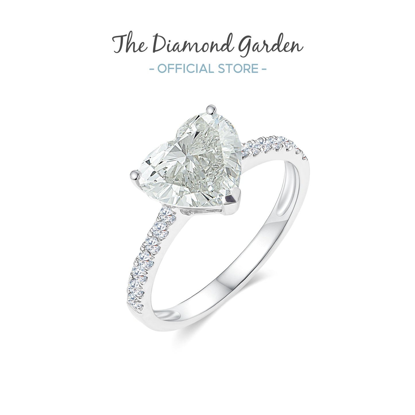 TDG 10K Gold Lab Grown Heart Shape Diamond Ring – 2.1CT±