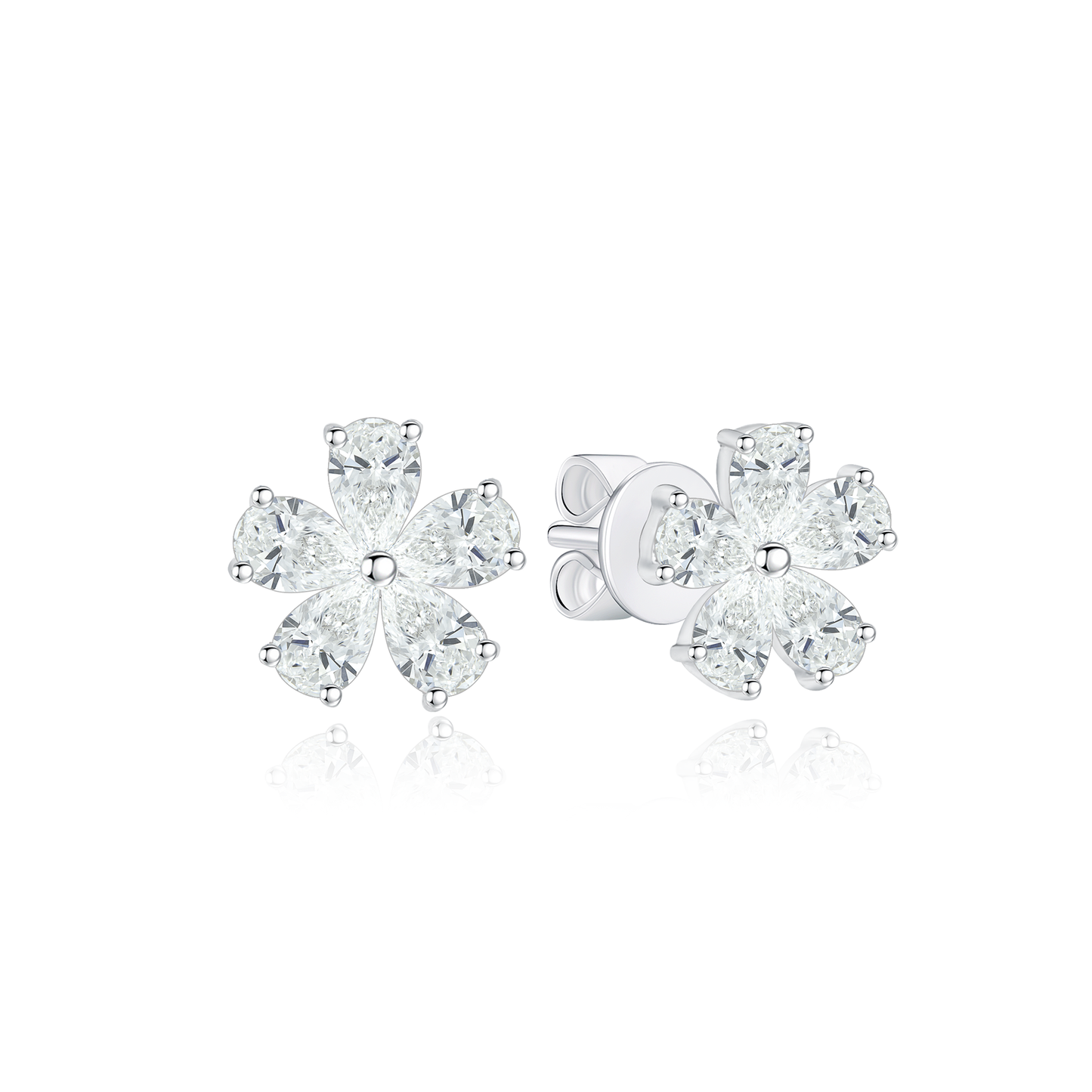 TDG 10K Gold Lab Grown Diamond Flower Earrings – 1.1TCW±