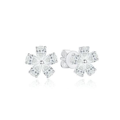 TDG 10K Gold Lab Grown Diamond Flower Earrings – 1.1TCW±