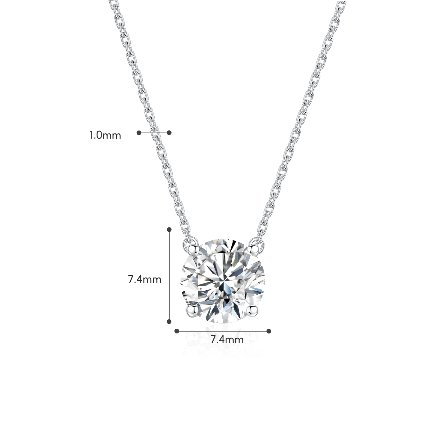 TDG 10K Gold Lab Grown Diamond Classic Solitaire Necklace – 1.5CT±
