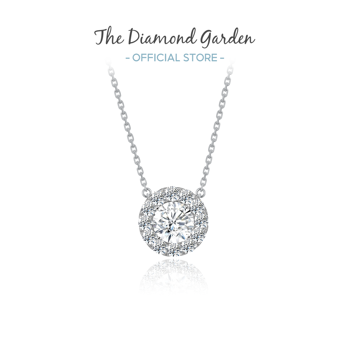 TDG 10K Gold Lab Grown Diamond Classic Halo Necklace - 0.8CT± Centre