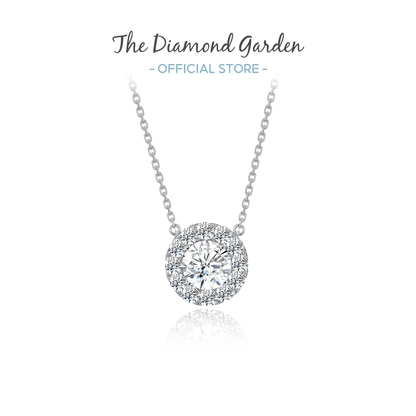 TDG 10K Gold Lab Grown Diamond Classic Halo Necklace - 0.8CT± Centre