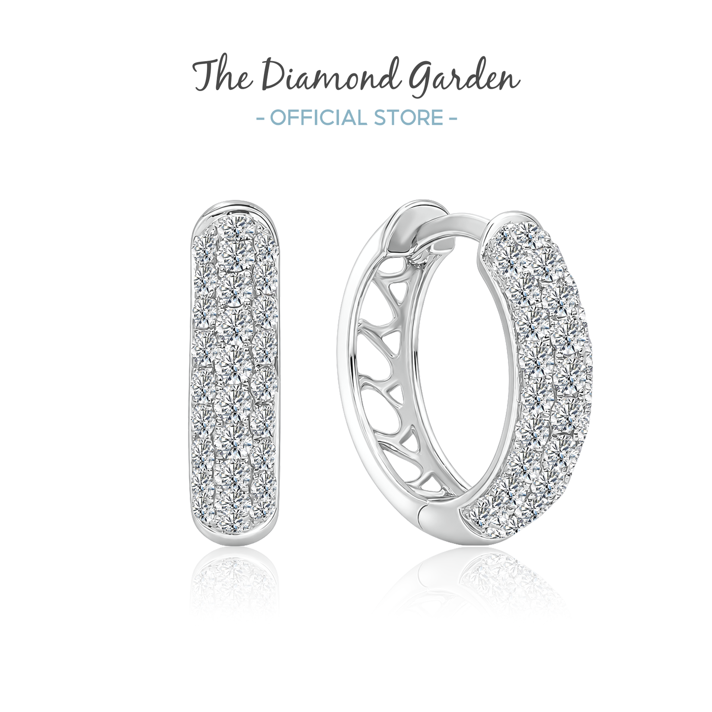 TDG 10K Gold Lab Grown Diamond Luminé Pavé Huggie Hoop Earrings