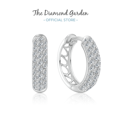 TDG 10K Gold Lab Grown Diamond Luminé Pavé Huggie Hoop Earrings