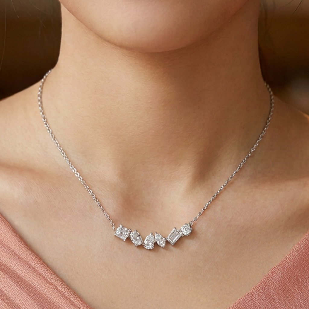 TDG 10K Gold Lab Grown Diamond Mixed Fancy Cut Necklace – 1.6TCW±