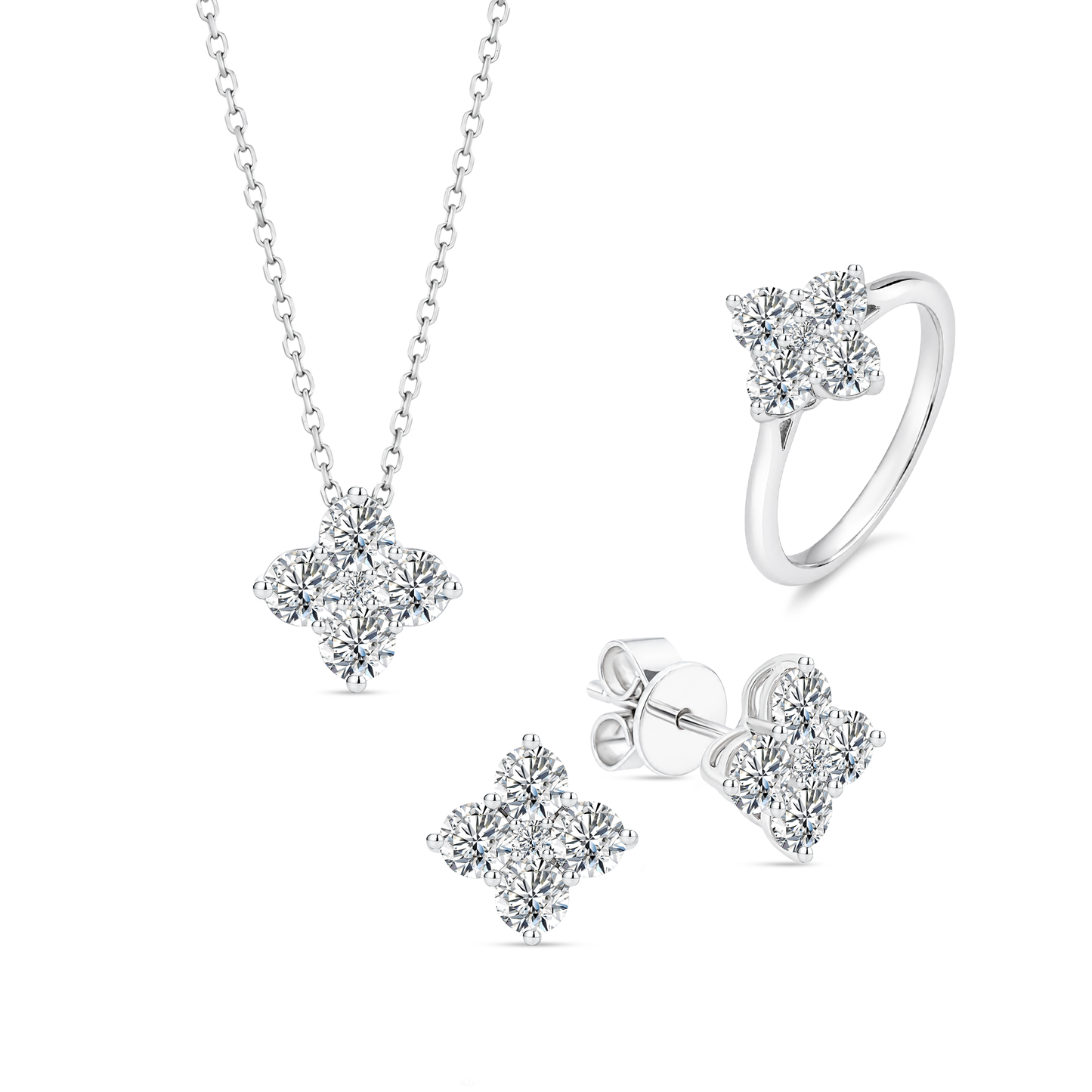 TDG 10K Gold Lab Grown Diamond Quartet Necklace