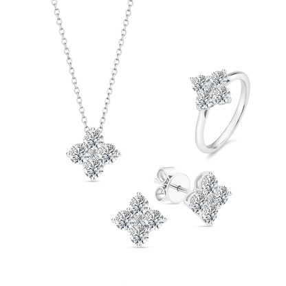 TDG 10K Gold Lab Grown Diamond Quartet Necklace